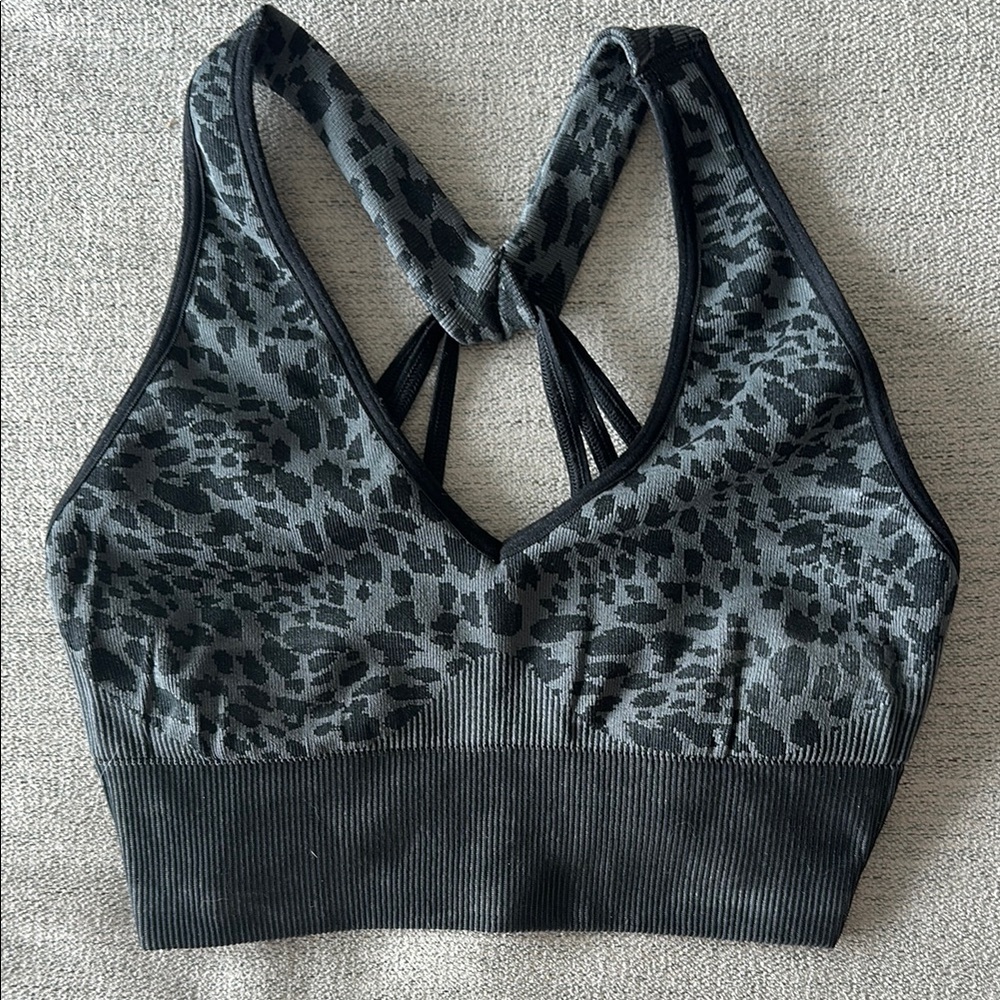 Good American cheetah Print Sports Bra - Black